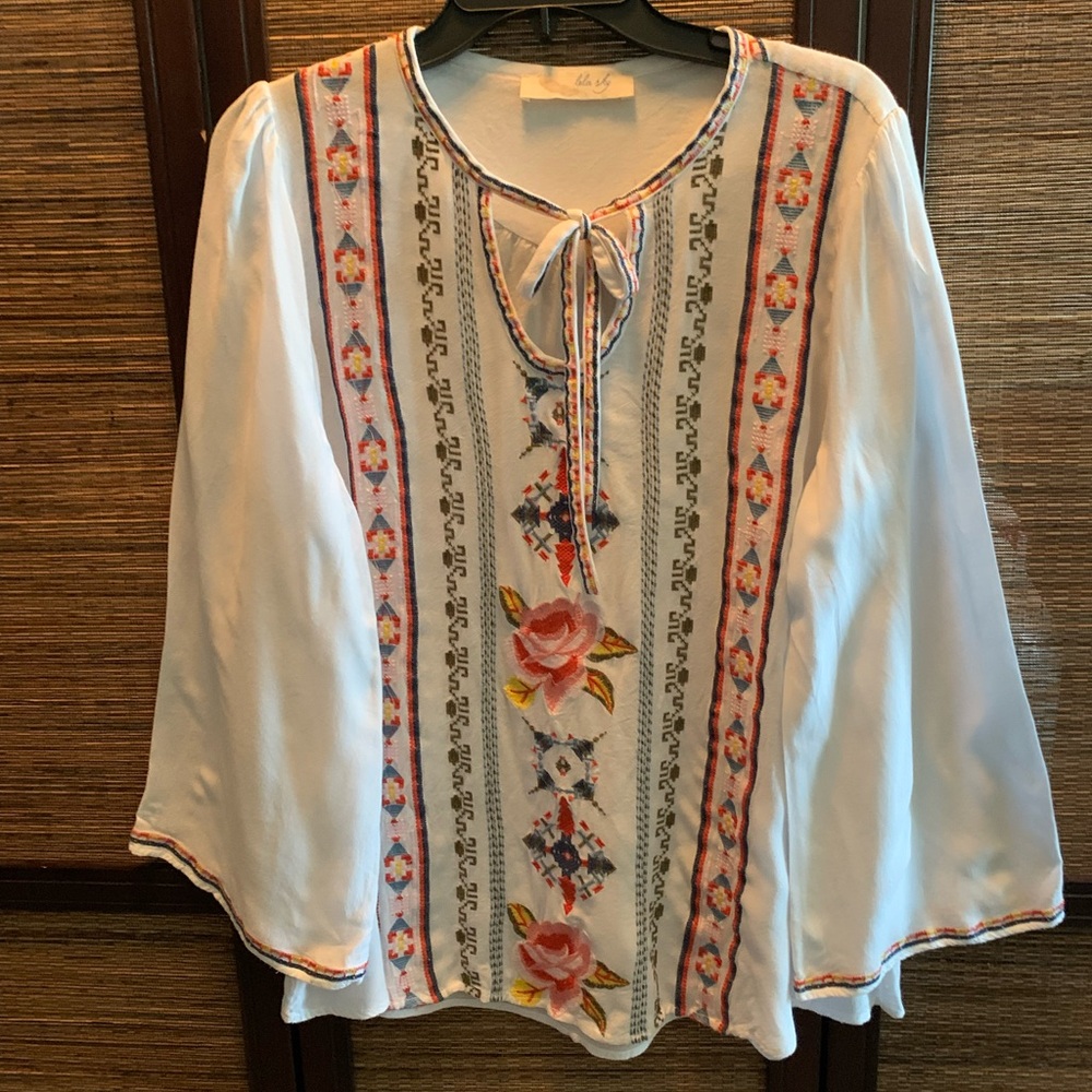 Embroidered White Boho Top